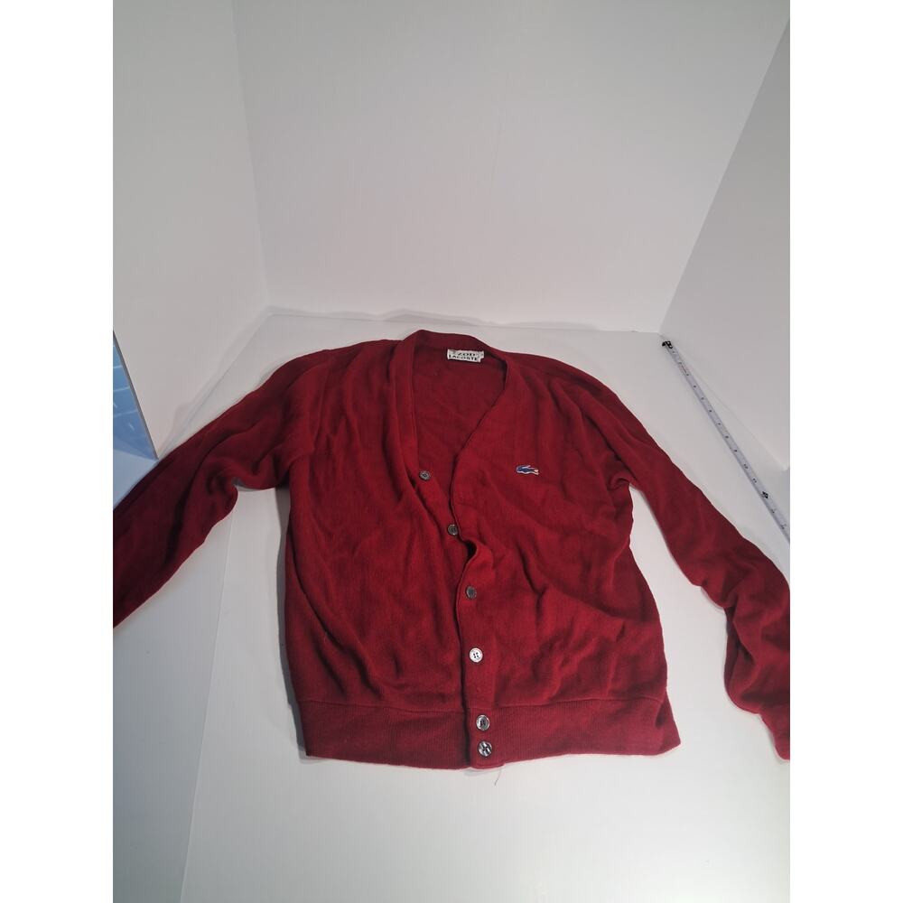 vintage Izod Lacoste Cardigan Sweater M Red